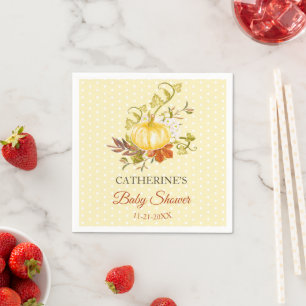 Serviette En Papier Joli Citrouille Rustique Polka Baby shower point