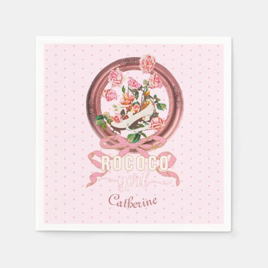 Serviette En Papier Joli Classique Fille Rococo Rose Arc Nom de Chauss (Devant)