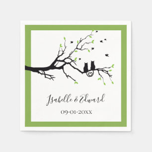 Serviette En Papier Joli cœur "Chats en amour" Dans un arbre vert Mari