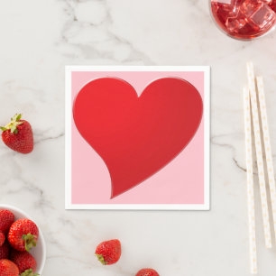 Serviette En Papier Joli cœur moderne rose rouge grand Saint-Valentin 