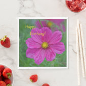 Serviette En Papier Joli Cosmos Rose Joyeux anniversaire (En situation)