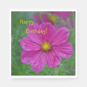 Serviette En Papier Joli Cosmos Rose Joyeux anniversaire