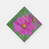 Serviette En Papier Joli Cosmos Rose Joyeux anniversaire (Coin)