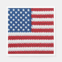 Joli Crochet Drapeau Américain Rouge Blanc Bleu 4 