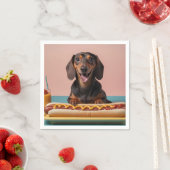 Serviette En Papier Joli Dachshund Avec Chien Chaud (En situation)