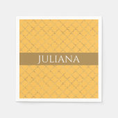 Serviette En Papier Joli Daffodil Gold Quatrefoil Personnalisé (Devant)