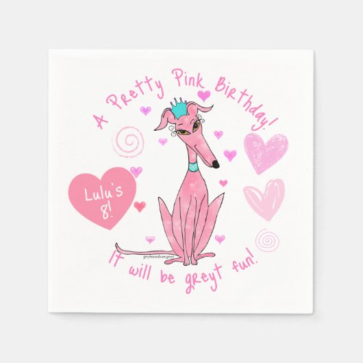 Serviette En Papier Joli Dans Rose Greyhound Party (Devant)