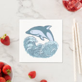 Serviette En Papier Joli dauphin bleu (En situation)