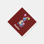 Serviette En Papier Joli dinosaure bleu d'anniversaire (Coin)