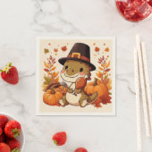 Serviette En Papier Joli dinosaure de Thanksgiving (En situation)