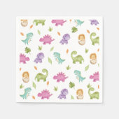 Serviette En Papier Joli Dinosaures Party T-Rex Brontosaurus (Devant)