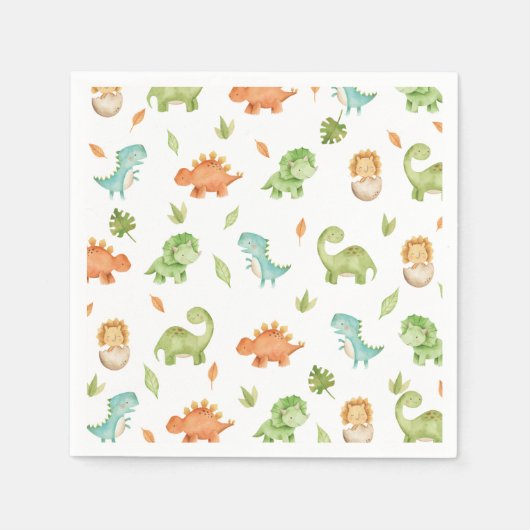 Serviette En Papier Joli Dinosaures Party T-Rex Brontosaurus (Devant)