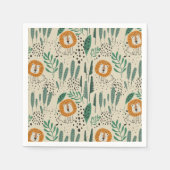 Serviette En Papier Joli Doodle Lion Jungle Rainforest Motif (Devant)