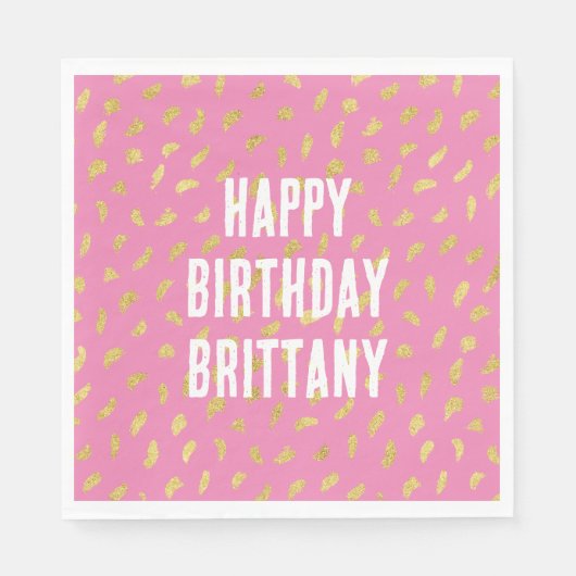 Serviette En Papier Joli doré rose Abstrait (Devant)