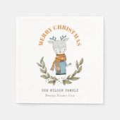 Serviette En Papier Joli drôle Doux moche Léonard Reindeer Noël (Devant)