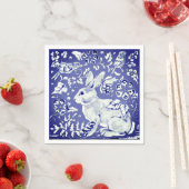 Serviette En Papier Joli Elegant Blue Birds Rabbit dans Flower Garden (En situation)