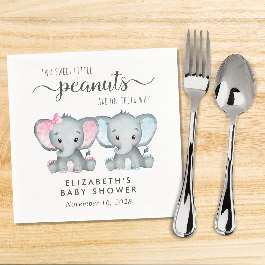 Serviette En Papier Joli éléphant garçon fille jumeaux Baby shower