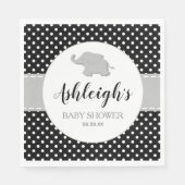 Serviette En Papier Joli Eléphant noir blanc Polka Baby shower point (Devant)