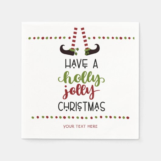 Serviette En Papier Joli Elf Holly Jolly Noël Personnalisé (Devant)