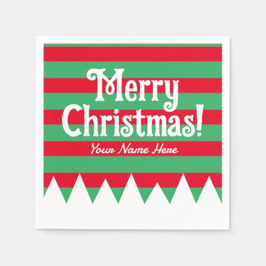 Serviette En Papier Joli elfe rayé costume personnalisé Noël fête (Devant)