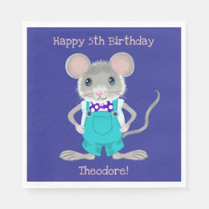 Serviette En Papier Joli et élégant petit souris anniversaire personna