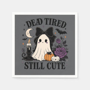 Serviette En Papier Joli fantôme coquette d'Halloween avec nœud