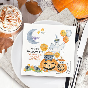 Serviette En Papier Joli fantôme d'Halloween et citrouille Jack o Lant