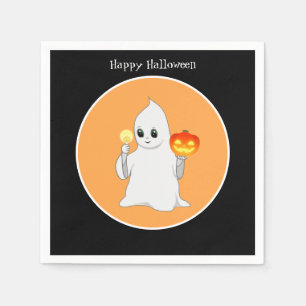 Serviette En Papier Joli fantôme et citrouille d'Halloween sur fond no