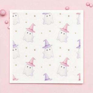 Serviette En Papier Joli fantôme rose d'Halloween, un tour ou un trait
