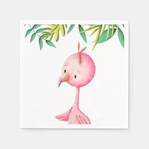 Serviette En Papier Joli Flamant rose rose d'été Baby shower tropical