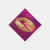 Serviette En Papier Joli Fuchsia Tiger Stripes Gold Lipstick Print (Coin)