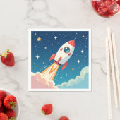 Serviette En Papier Joli fusée spatiale décolant (En situation)