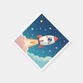 Serviette En Papier Joli fusée spatiale décolant (Coin)