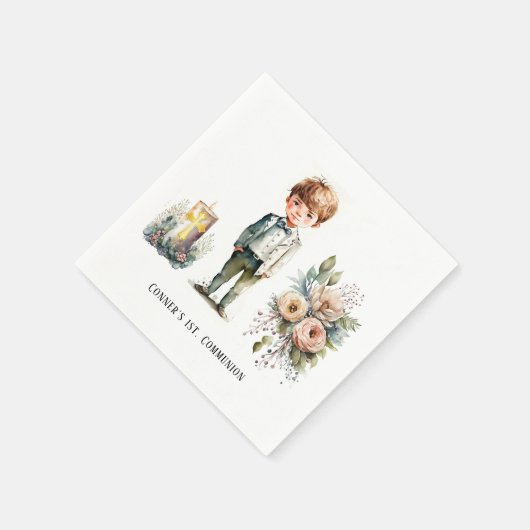 Serviette En Papier Joli garçon 1er. Invitation à la communion (Coin)