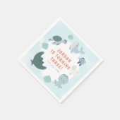 Serviette En Papier Joli Garçons Bleus Sous La Mer Aquarelle Anniversa (Coin)