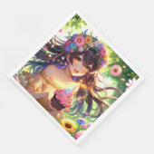 Serviette En Papier Joli gâteau d'anniversaire de la fille Anime (Coin)