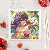 Serviette En Papier Joli gâteau d'anniversaire de la fille Anime (En situation)
