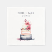 Serviette En Papier Joli gâteau mariage aquarelle (Devant)