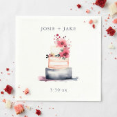 Serviette En Papier Joli gâteau mariage aquarelle simple
