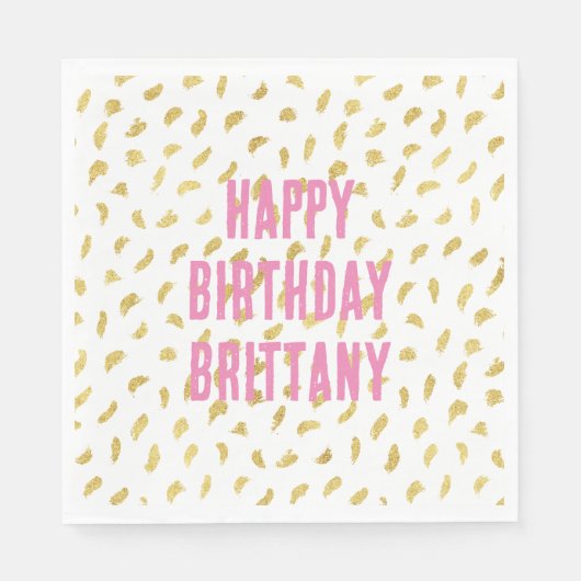 Serviette En Papier Joli Gold Glam blanc Abstrait (Devant)