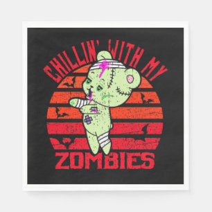 Serviette En Papier Joli Halloween Chillin' avec mes zombies Teddy Bea