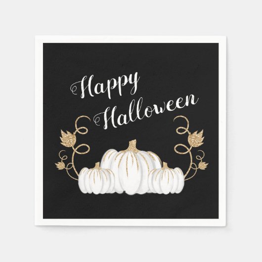 Serviette En Papier Joli Halloween Citrouille noir (Devant)