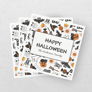 Serviette En Papier Joli Halloween effrayant noir et orange