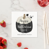 Serviette En Papier Joli Halloween noir et blanc Citrouille 2022 (En situation)