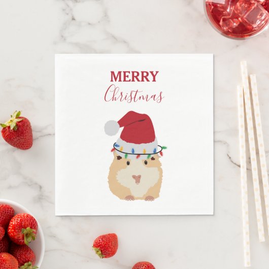 Serviette En Papier Joli Hamster de Noël Funny Animal Santa Hat (En situation)
