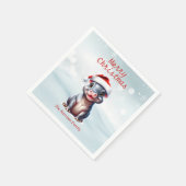 Serviette En Papier Joli Hippopotame Santa Hat Snowy Noël (Coin)