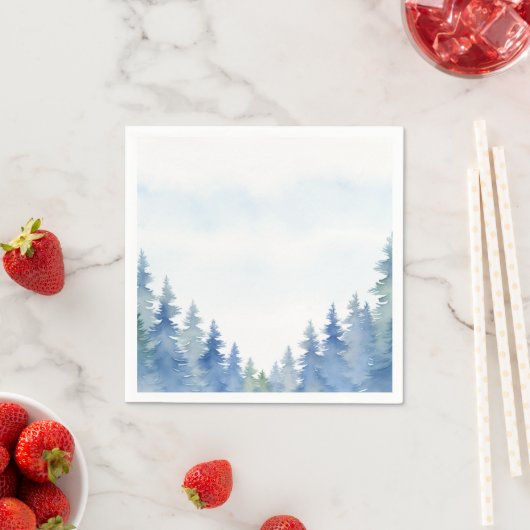 Serviette En Papier Joli hiver pins bleus mariage serviette (En situation)