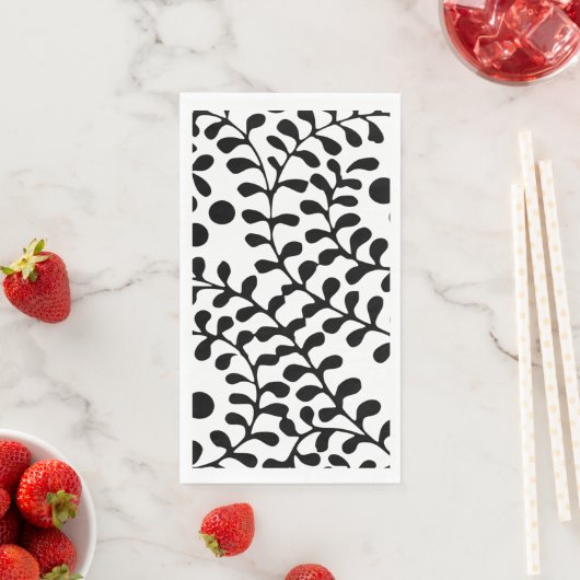 Serviette En Papier Joli imprimé noir et blanc fleuri (En situation)