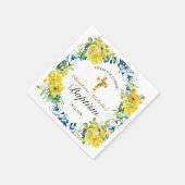 Serviette En Papier Joli Jaune Floral Gold Cross Baptism Réception (Coin)