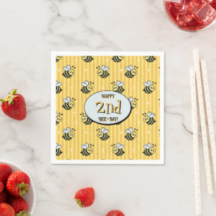 Serviette En Papier Joli Jaune Jaune Bumblebee rayé Anniversaire
